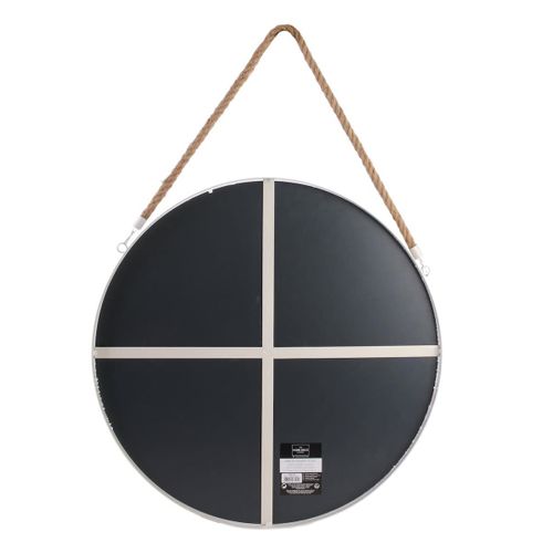Miroir Rond Avec Anse En Jonc Contour Blanc D.50 Cm - Abram
