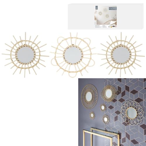 Lot De 3 Miroirs Ronds En Rotin Ø28 Cm - Demia