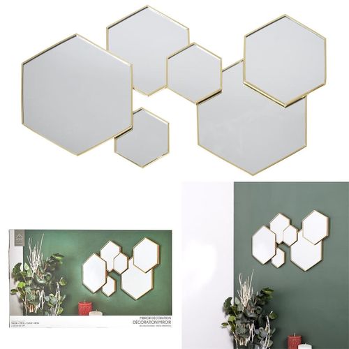Miroir Hexagonal Doré Décoratif - Keris