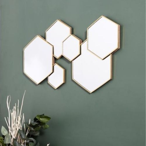 Miroir Hexagonal Doré Décoratif - Keris