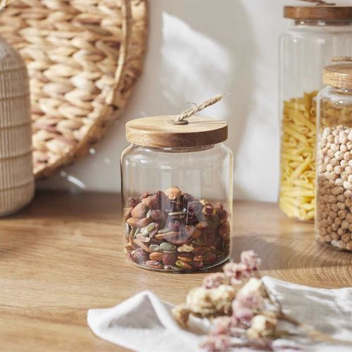 Bocal En Verre Avec Couvercle Acacia H10cm / 55 Cl - Doran