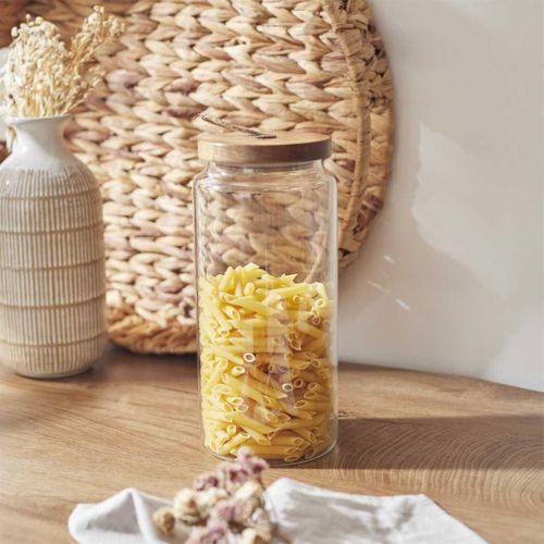 Bocal En Verre Transparent Avec Couvercle Acacia H22cm / 145cl - Doran