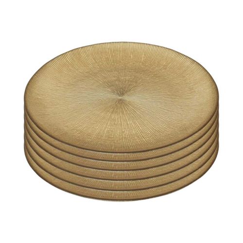 Lot De 6 Assiettes En Verre Doré Ø21cm - Falon