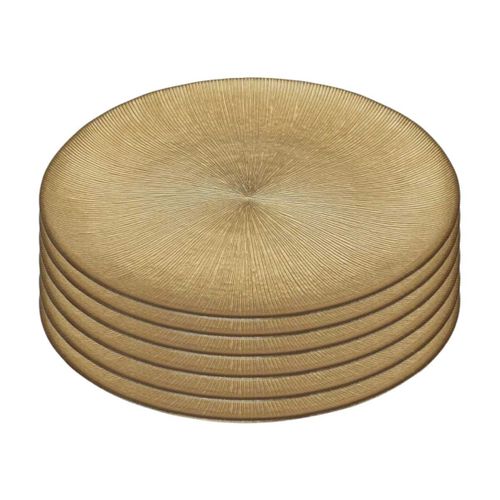 Lot De 6 Assiettes En Verre Doré D.27cm - Falon