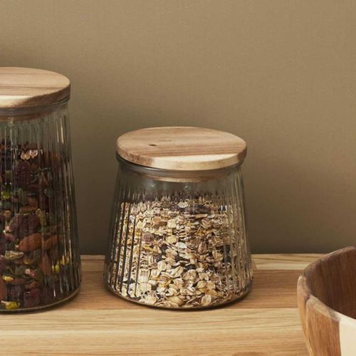 Bocal En Verre 65cl Avec Bouchon Acacia - Jeton