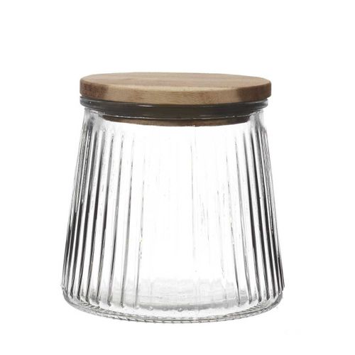 Bocal En Verre 65cl Avec Bouchon Acacia - Jeton