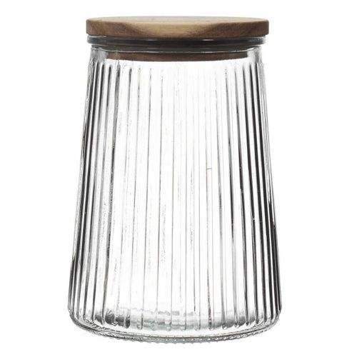 Bocal En Verre 95cl Avec Bouchon Acacia - Jeton