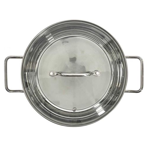 Faitout En Inox Avec Couvercle En Verre 24cm - Inox, Tous Feux, Lave-vaisselle, Cuisson Homogène -