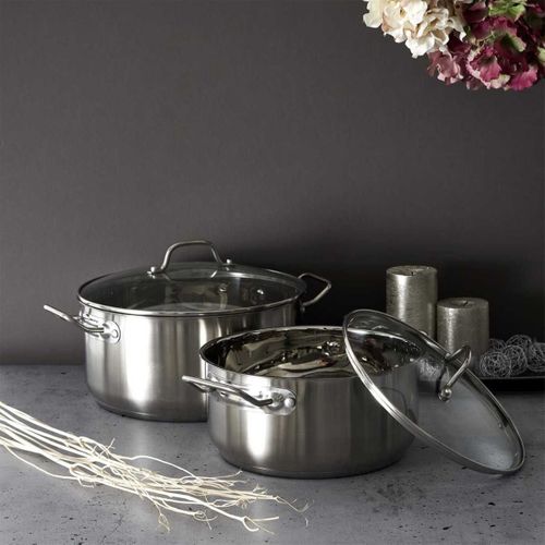 Faitout En Inox Avec Couvercle En Verre 24cm - Inox, Tous Feux, Lave-vaisselle, Cuisson Homogène -