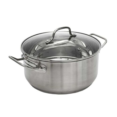 Faitout En Inox Avec Couvercle En Verre 24cm - Inox, Tous Feux, Lave-vaisselle, Cuisson Homogène -