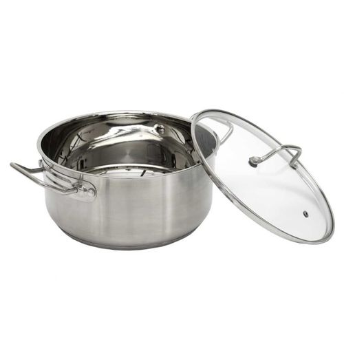 Faitout En Inox Avec Couvercle En Verre 24cm - Inox, Tous Feux, Lave-vaisselle, Cuisson Homogène -