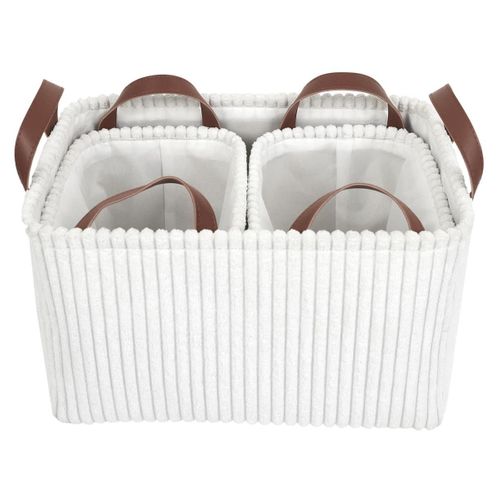 Trio De Panier De Rangement Blanc Velours H20 Cm - Inius