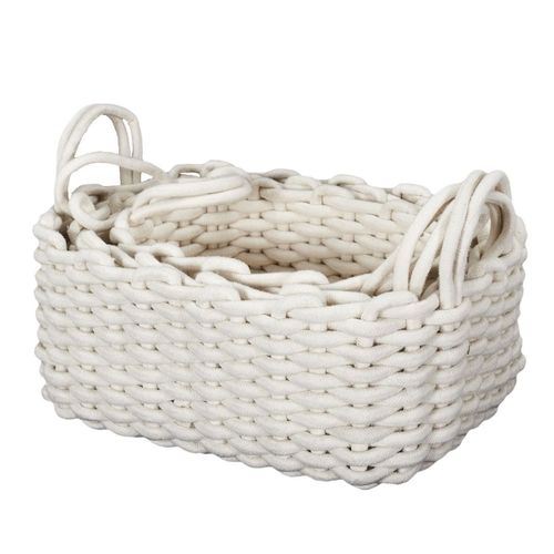 Lot De 3 Paniers Gigognes Tricot Blanc - Orika