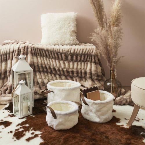 Lot De 3 Paniers Gigogne Effet Fourrure Avec Poignées - Ponti