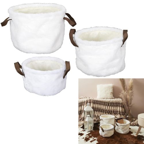 Lot De 3 Paniers Gigogne Effet Fourrure Avec Poignées - Ponti