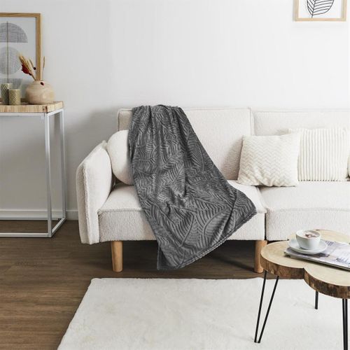 Plaid Gris Foncé Flanelle Embossé 120x150cm - Islov
