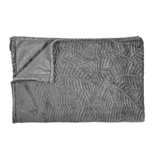 Plaid Gris Foncé Flanelle Embossé 120x150cm - Islov