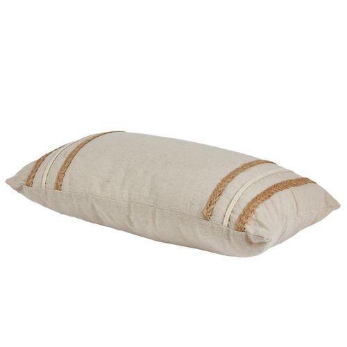 Coussin Beige Et Blanc Tressé 30x50cm - Juron