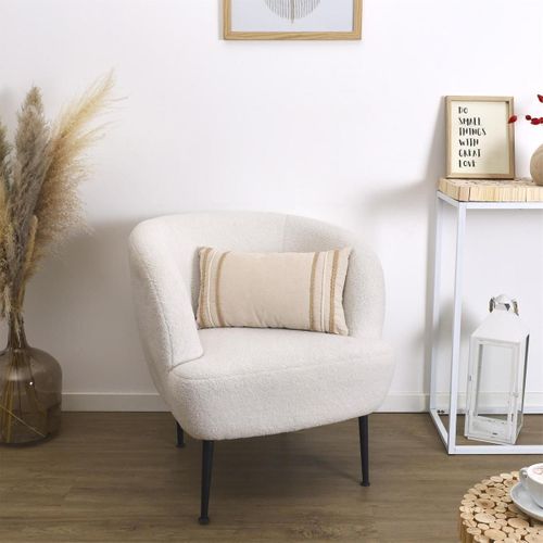 Coussin Beige Et Blanc Tressé 30x50cm - Juron