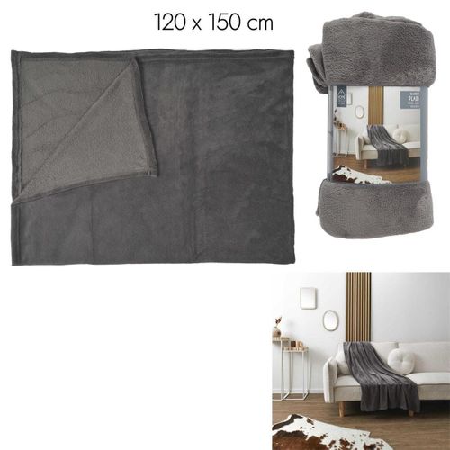 Plaid Microfibre Gris Foncé 120x150cm - Kazan