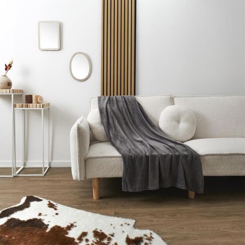Plaid Microfibre Gris Foncé 120x150cm - Kazan