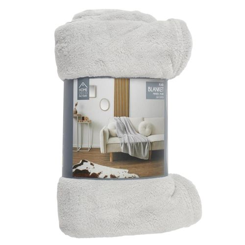 Plaid Microfibre Gris Clair 120x150cm, Doux Effet Sherpa, Lavable En Machine - Olin