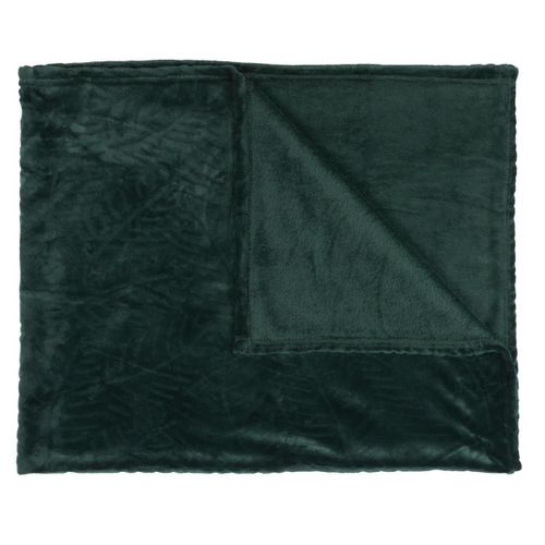 Plaid Flanelle Vert Sapin 120x150cm, Effet Embossé Ultra Doux, Lavable En Machine - Olin