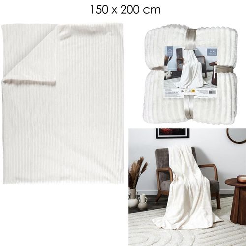 Plaid 150x200cm Côtelée Flanelle, Confort Cosy Et Style Intemporel - Xiria