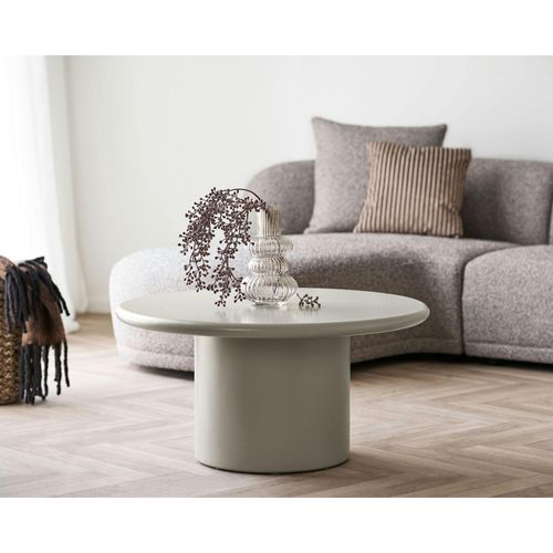 Table Basse Ronde Sable - Design Minimaliste, Pied Cylindrique Alberta