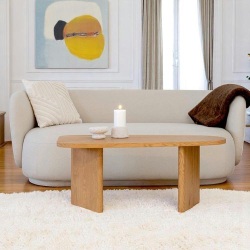Table Basse Design - Pieds Larges, Effet Chêne Blond Tartu