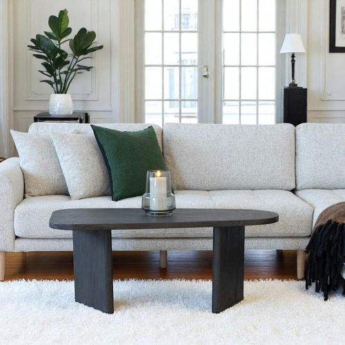 Table Basse Design - Pieds Larges, Effet Chêne Brun Tartu