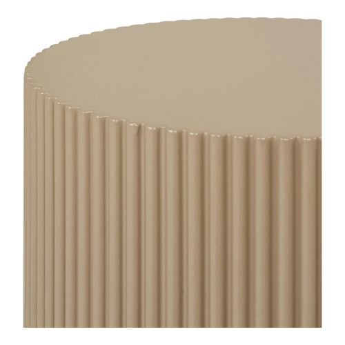 Bout De Canapé Design - Forme Ronde Striée, Beige Naturel Trinite