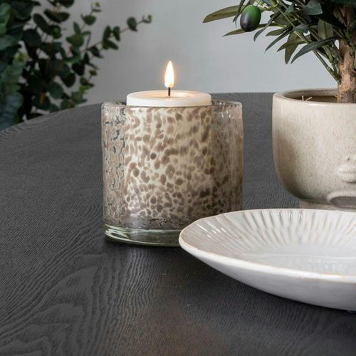 Bougeoir Rond En Verre Moucheté Brun