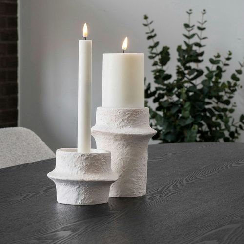 Bougeoir En Ciment Brut (lot De 2) - Design Organique, 2 Hauteurs