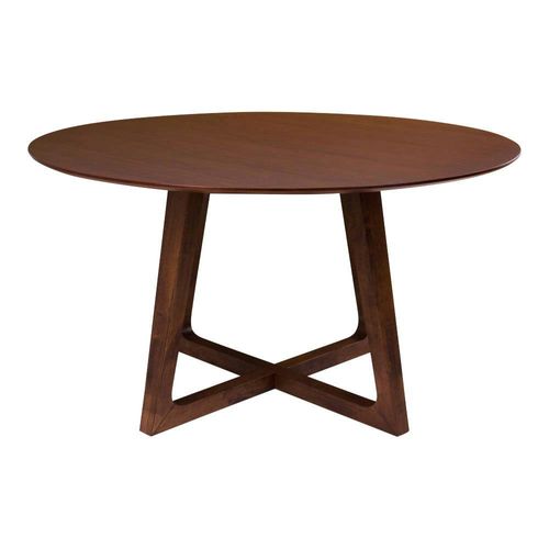 Table à Manger Ronde Vintage Ø137 Cm - Pieds Croisés, Finition Noyer Lillehammer
