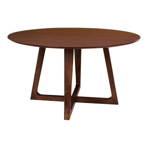 Table à Manger Ronde Vintage Ø137 Cm - Pieds Croisés, Finition Noyer Lillehammer