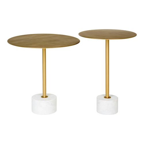 Bout De Canapé Design En Marbre Avec Plateau Doré Ø41 Cm Tallinn