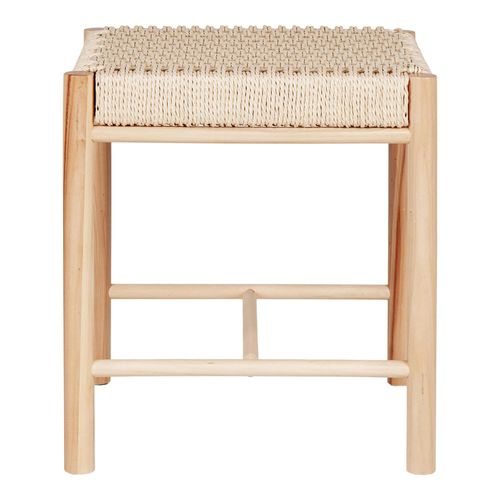 Tabouret Bas Carré En Bois Clair Et Corde Tressée Tallinn