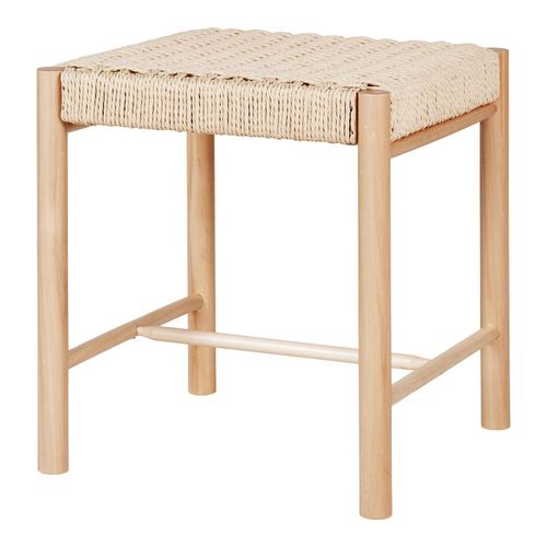 Tabouret Bas Carré En Bois Clair Et Corde Tressée Tallinn