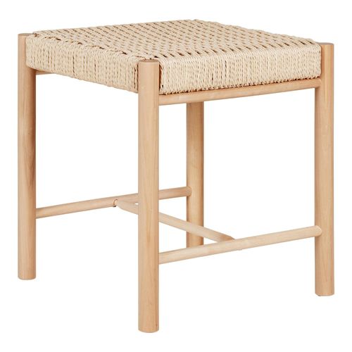 Tabouret Bas Carré En Bois Clair Et Corde Tressée Tallinn