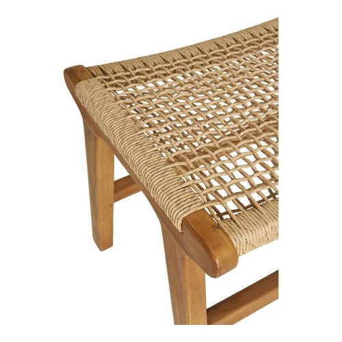 Tabouret Repose-pieds En Teck Et Fibre Naturelle Tressée Mendoza