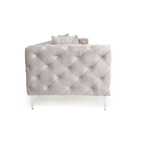 Grand Canapé 4 Places Gris En Velours Capitonné Dover