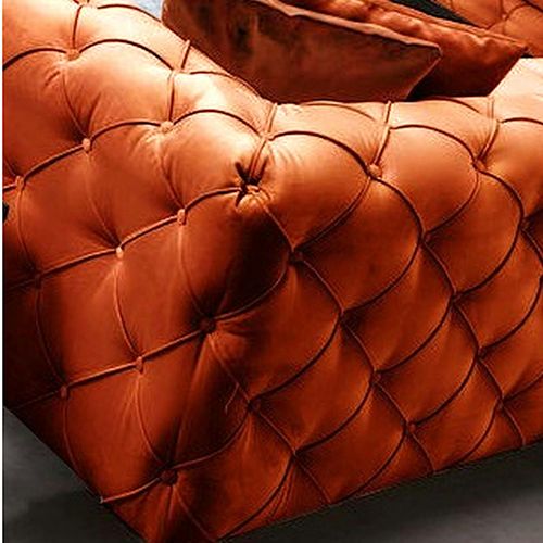 Canapé 3 Places Rouille En Velours Capitonné Dover