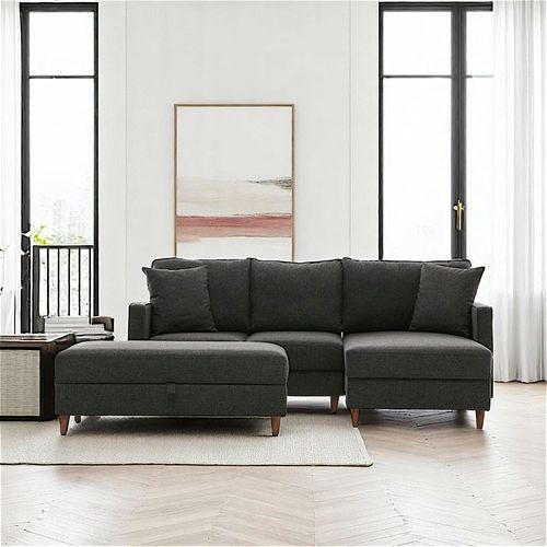 Canapé D'angle Convertible Anthracite - Côté Droit Como