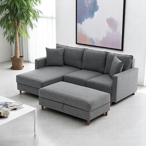 Canapé D'angle Convertible Gris - Côté Gauche Como