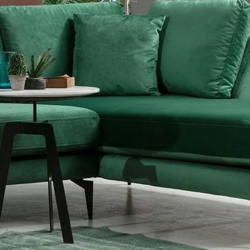 Canapé D'angle Vert En Velours - Côté Droit Seattle