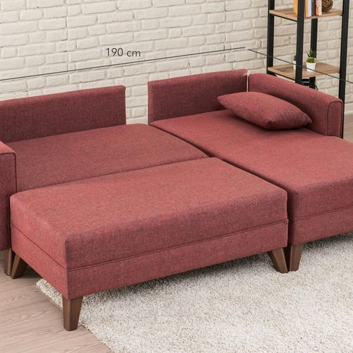 Canapé D’angle Convertible Rouge Chiné - Côté Droit Split