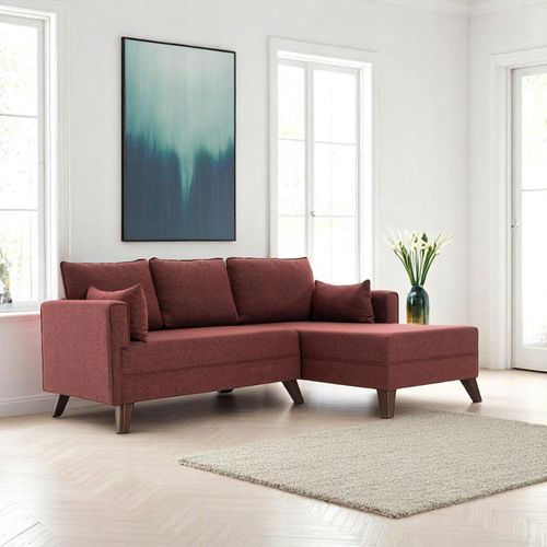 Canapé D’angle Convertible Rouge Chiné - Côté Droit Split