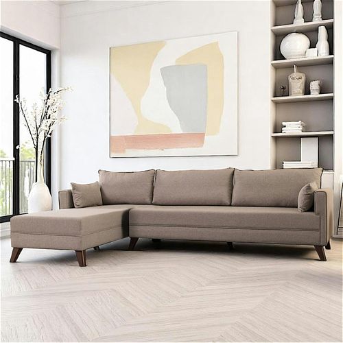 Canapé D'angle Cappuccino - 275 Cm, Côté Gauche Split