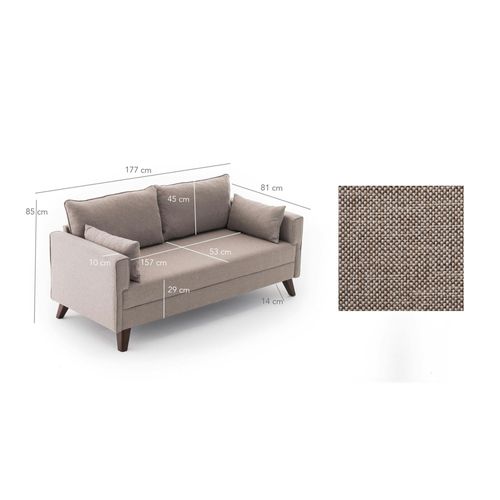 Canapé 2 Places Taupe - Dos Droit Split